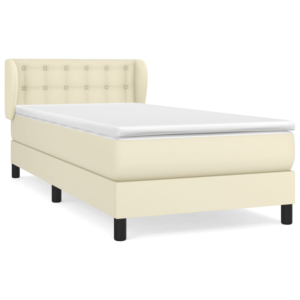 vidaXL Box spring postel s matrací krémová 90x200 cm umělá kůže