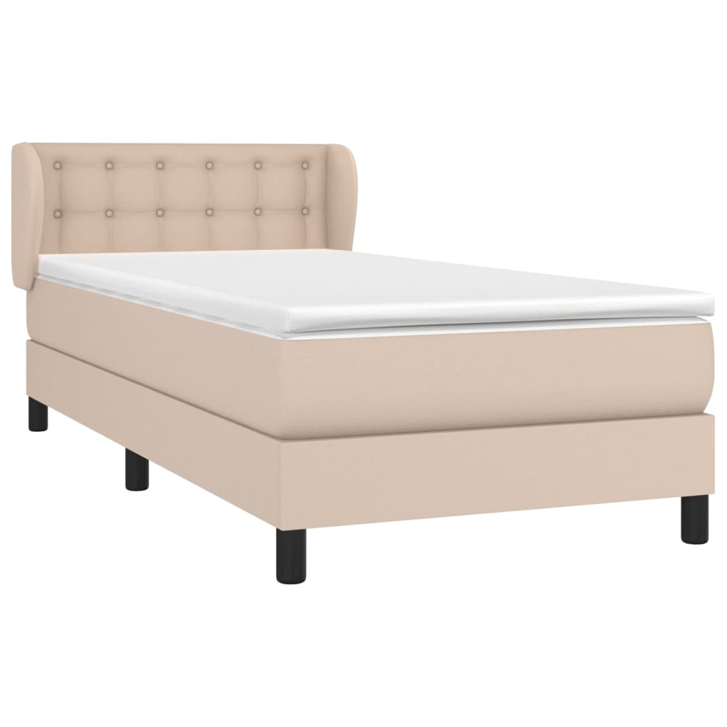 vidaXL Boxspring met matras kunstleer cappuccinokleurig 90x200 cm