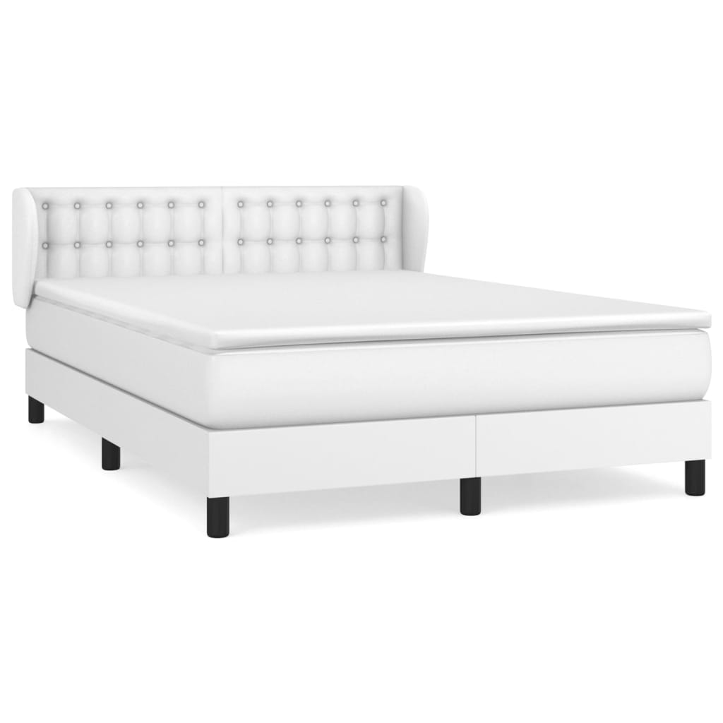 vidaXL Box spring postel s matrací bílá 140 x 190 cm umělá kůže