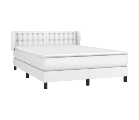 vidaXL Boxspringbett mit Matratze Weiß 140x190 cm Kunstleder