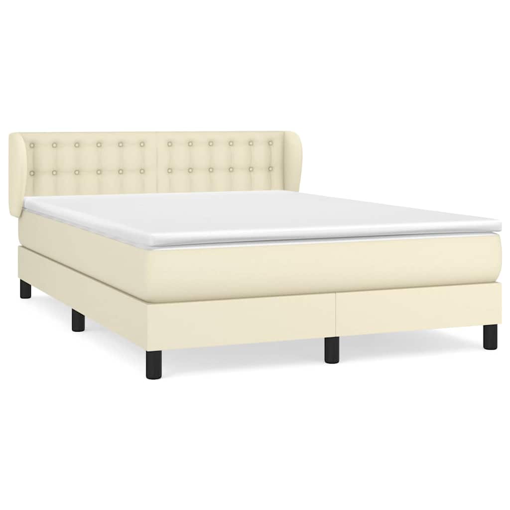 vidaXL Boxspring met matras kunstleer crèmekleurig 140x190 cm, foto 3