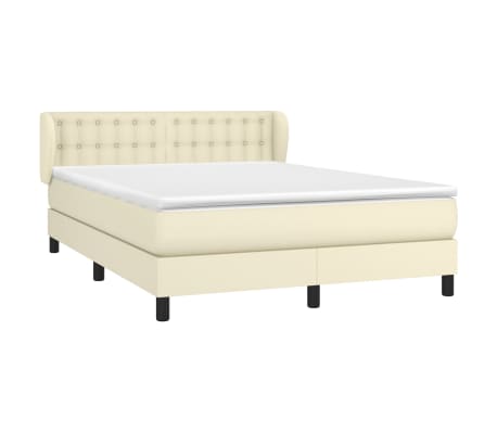 vidaXL Boxspring met matras kunstleer cr&egrave;mekleurig 140x190 cm