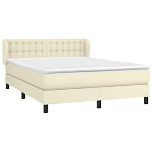 vidaXL Boxspring met matras kunstleer cr&egrave;mekleurig 140x190 cm