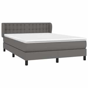 Box spring postel s matrací šedá 140 x 190 cm umělá kůže - obrázek 3