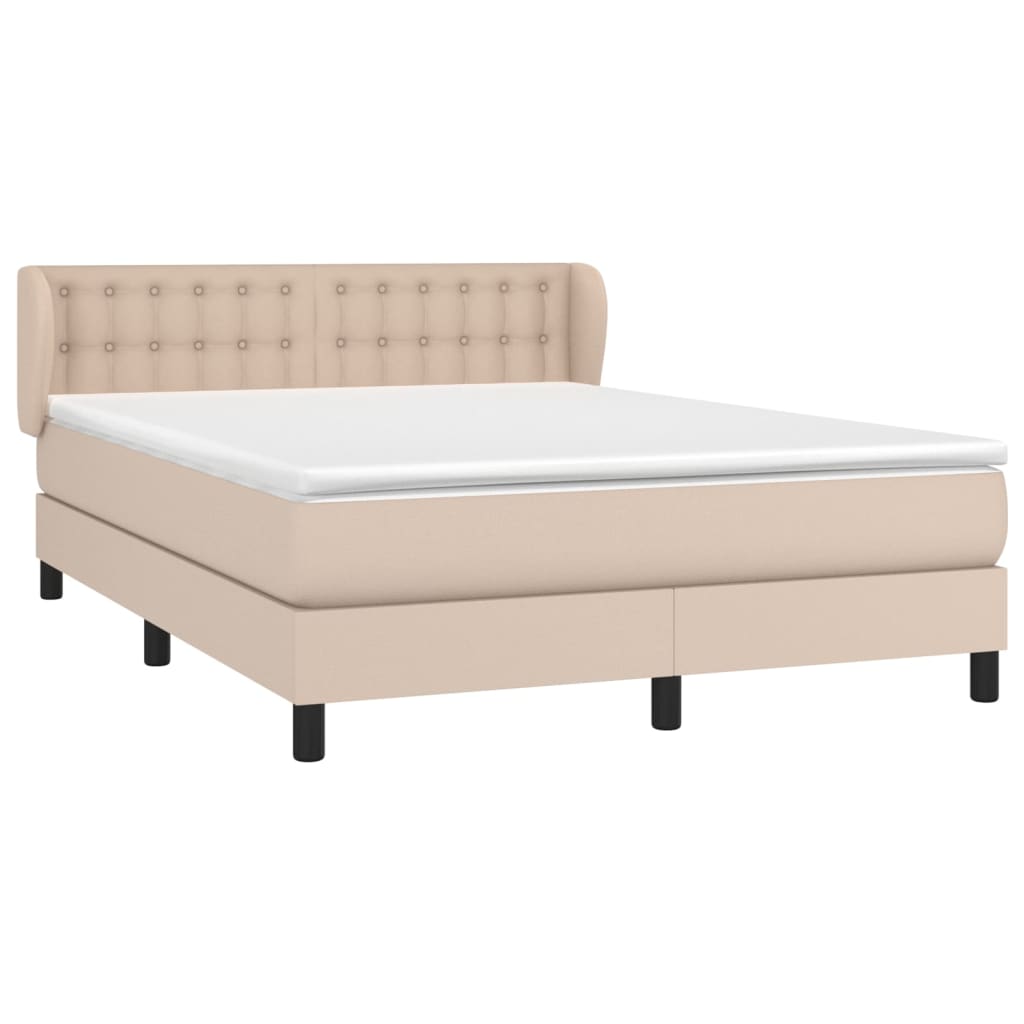 vidaXL Boxspring met matras kunstleer cappuccinokleurig 140x190 cm