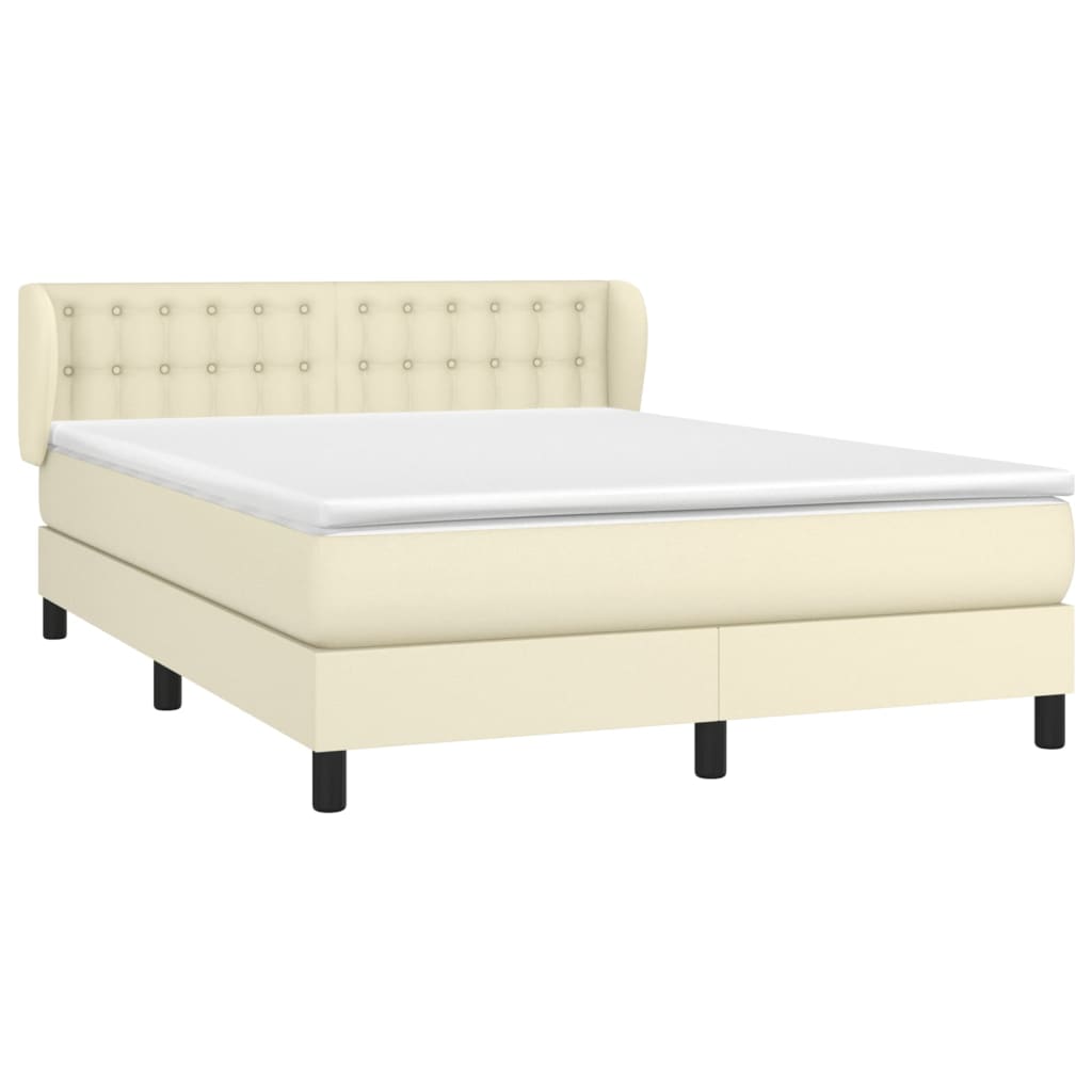 Box spring postel s matrací krémová 140x200 cm umělá kůže - obrázek 3