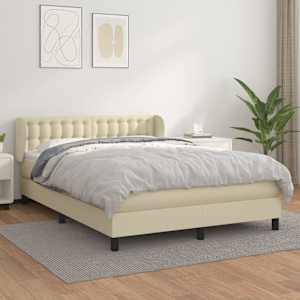 Box spring postelja z vzmetnico krem 140x200 cm umetno usnje
