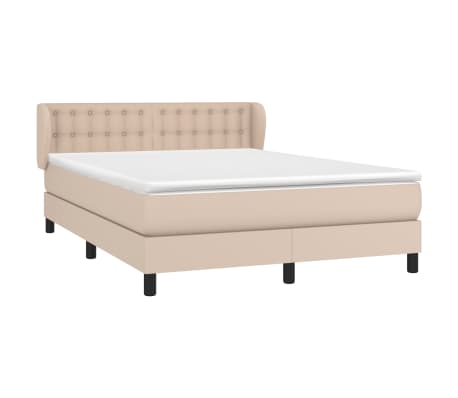 vidaXL Boxspring met matras kunstleer cappuccinokleurig 140x200 cm