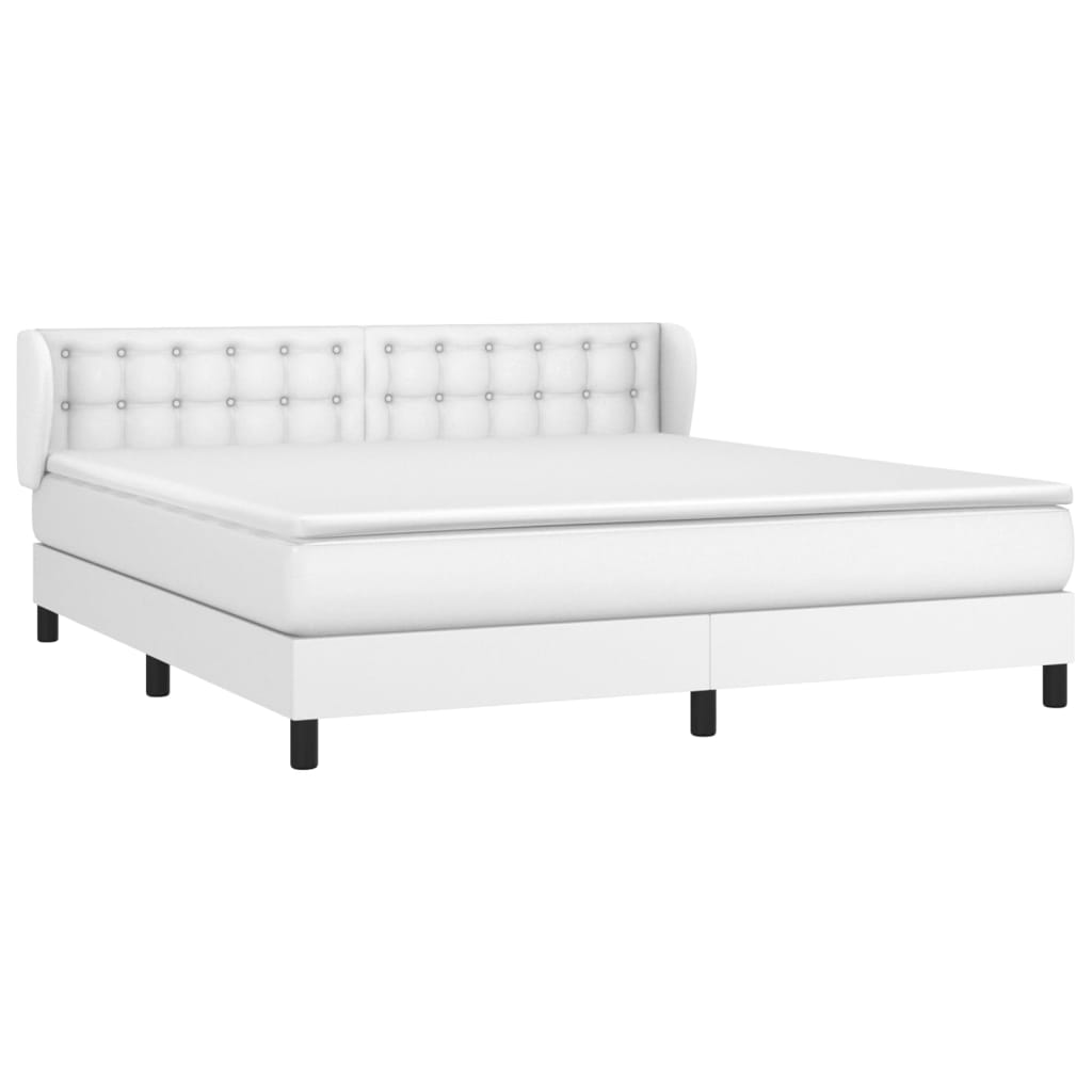 vidaXL Sommier à lattes de lit avec matelas Blanc 160x200cm Similicuir