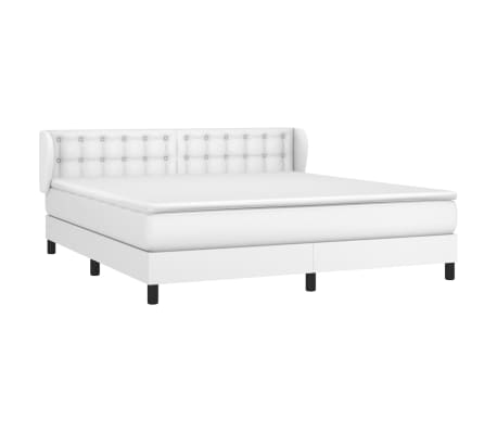 vidaXL Boxspringbett mit Matratze Weiß 160x200 cm Kunstleder