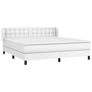 Box spring postel s matrací bílá 160x200 cm umělá kůže - obrázek 3