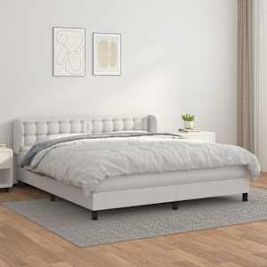 Box spring postel s matrací bílá 160x200 cm umělá kůže - obrázek 1