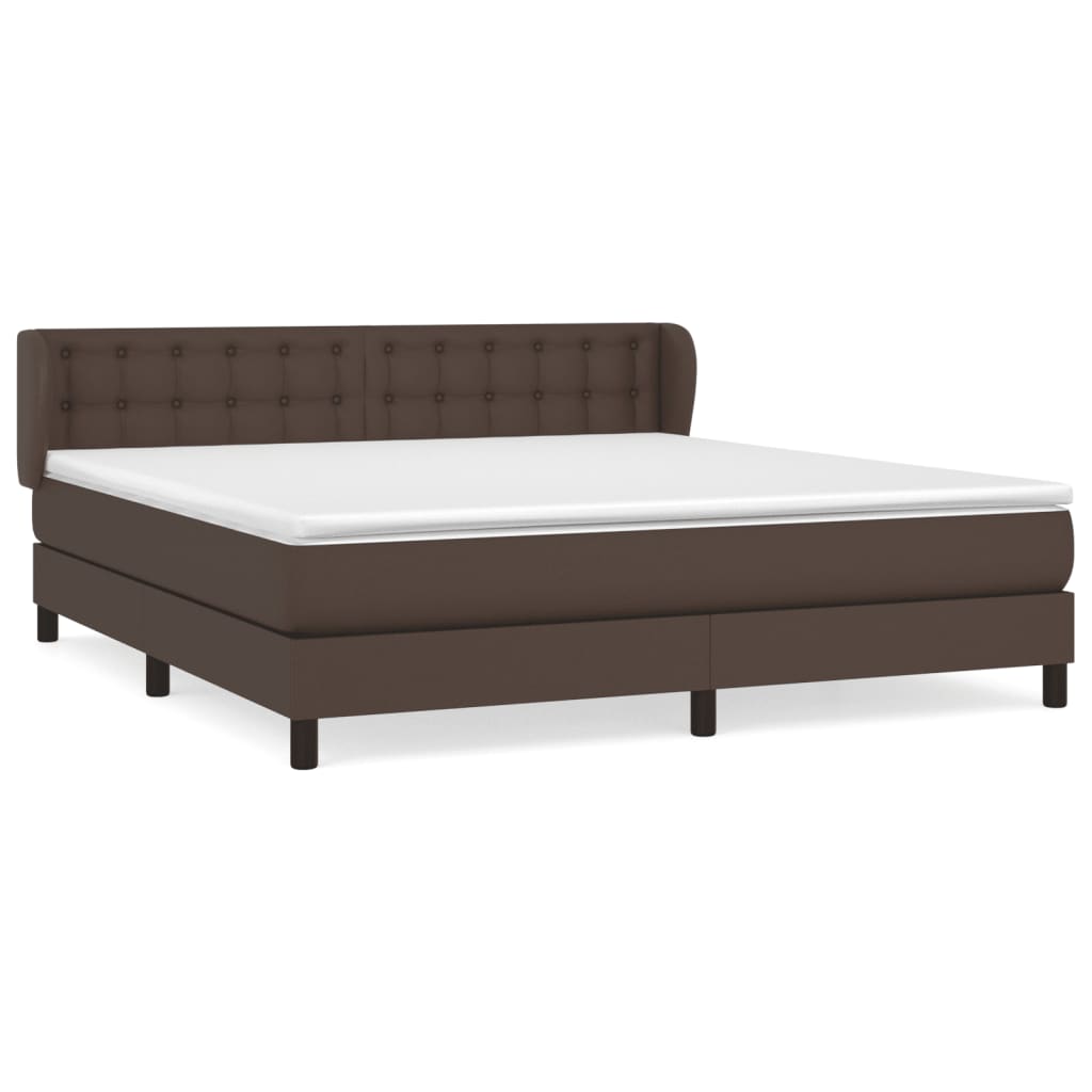 vidaXL Boxspring met matras kunstleer bruin 160x200 cm