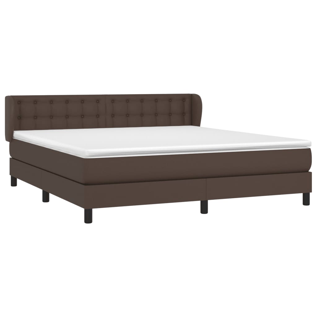 vidaXL Boxspring met matras kunstleer bruin 160x200 cm