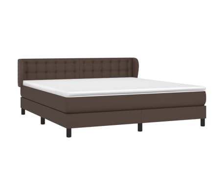 vidaXL Cama box spring con colchón cuero sintético marrón 160x200 cm