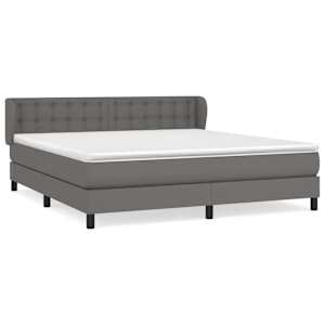 Box spring postel s matrací šedá 160x200 cm umělá kůže - obrázek 2