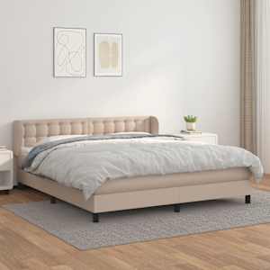 Box spring postelja z vzmetnico kapučino 160x200cm umetno usnje