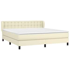 Box spring postel s matrací krémová 180x200 cm umělá kůže - obrázek 3