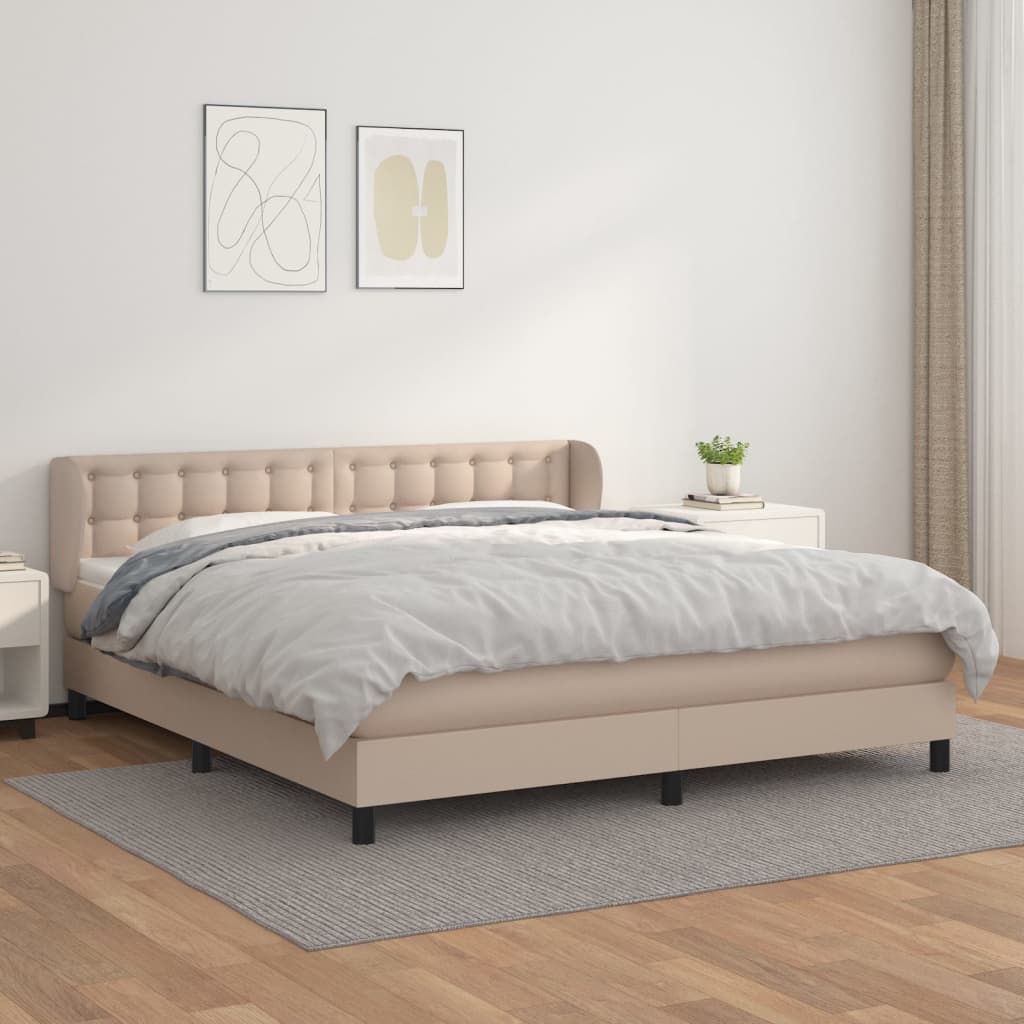 Boxspringbett Matratze Cappuccino-Braun 180×200 cm Kunstleder