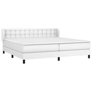 Box spring postel s matrací bílá 200x200 cm umělá kůže - obrázek 3