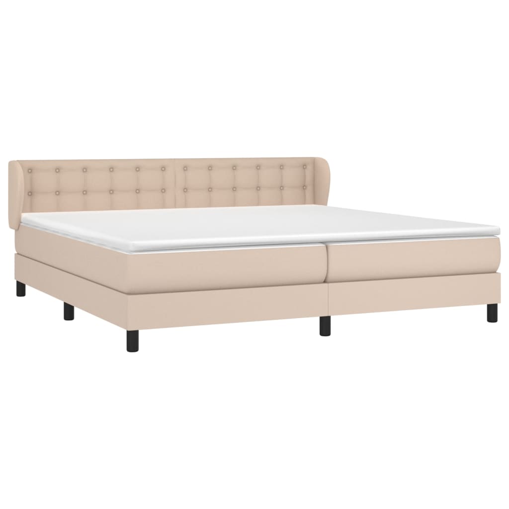 vidaXL Boxspring met matras kunstleer cappuccinokleurig 200x200 cm