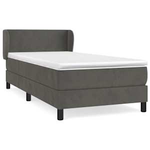 Box spring postel s matrací tmavě šedá 90x190 cm samet - obrázek 2