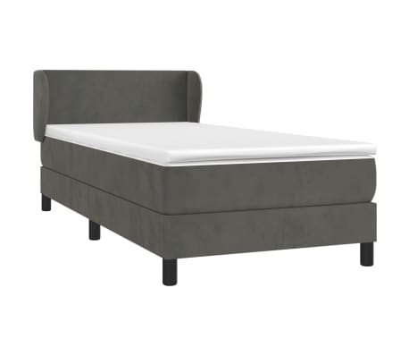 vidaXL Sommier &agrave; lattes de lit et matelas Gris fonc&eacute; 90x190 cm Velours