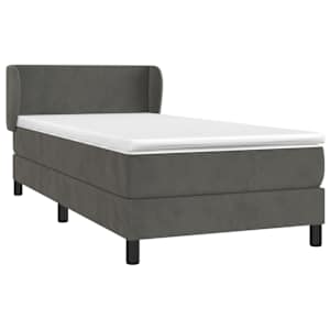 vidaXL Sommier &agrave; lattes de lit et matelas Gris fonc&eacute; 90x190 cm Velours