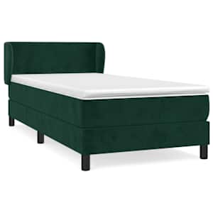 Box spring postel s matrací tmavě zelená 90x190 cm samet - obrázek 2