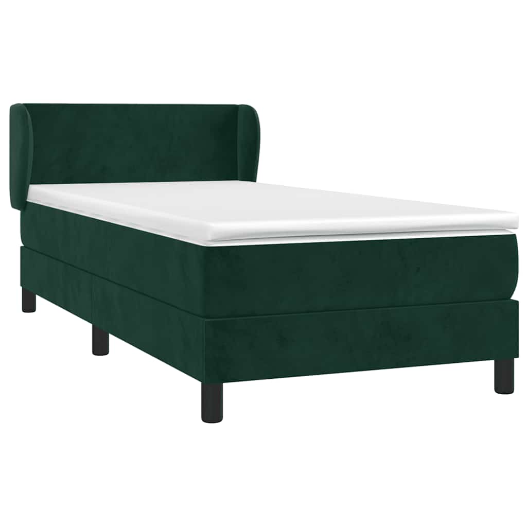 Thumbnail - vidaXL Boxspringbett mit Matratze Dunkelgrün 90x190 cm Samt