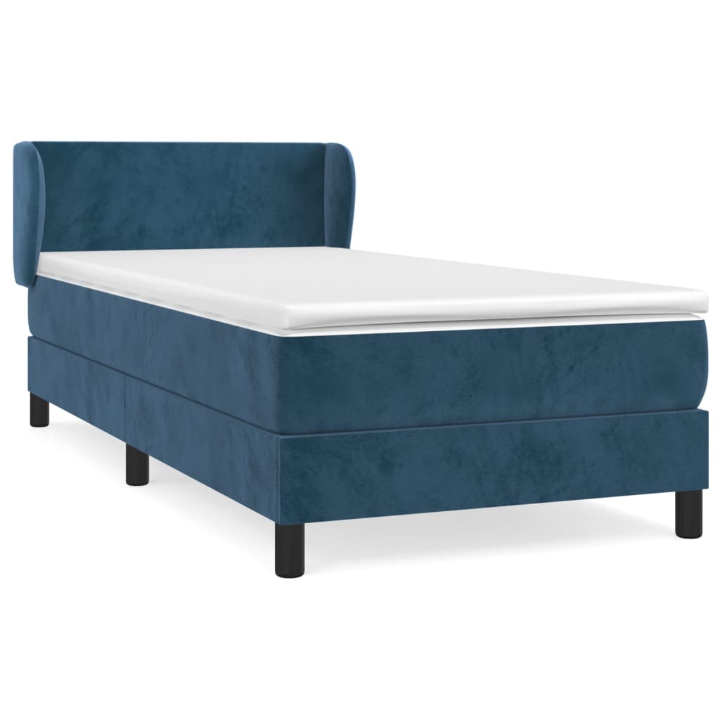 vidaXL Box spring postel s matrací tmavě modrá 90x190 cm samet