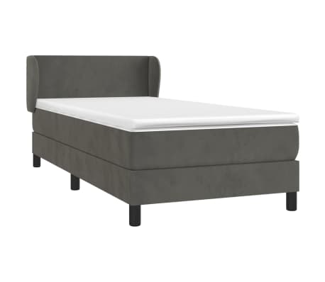 vidaXL Sommier &agrave; lattes de lit et matelas Gris fonc&eacute; 90x200 cm Velours