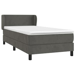 vidaXL Sommier &agrave; lattes de lit et matelas Gris fonc&eacute; 90x200 cm Velours