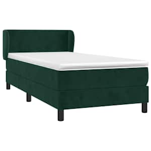 Box spring postel s matrací tmavě zelená 90x200 cm samet - obrázek 3