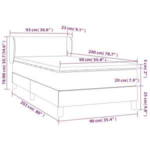 Box spring postel s matrací tmavě zelená 90x200 cm samet - obrázek 8