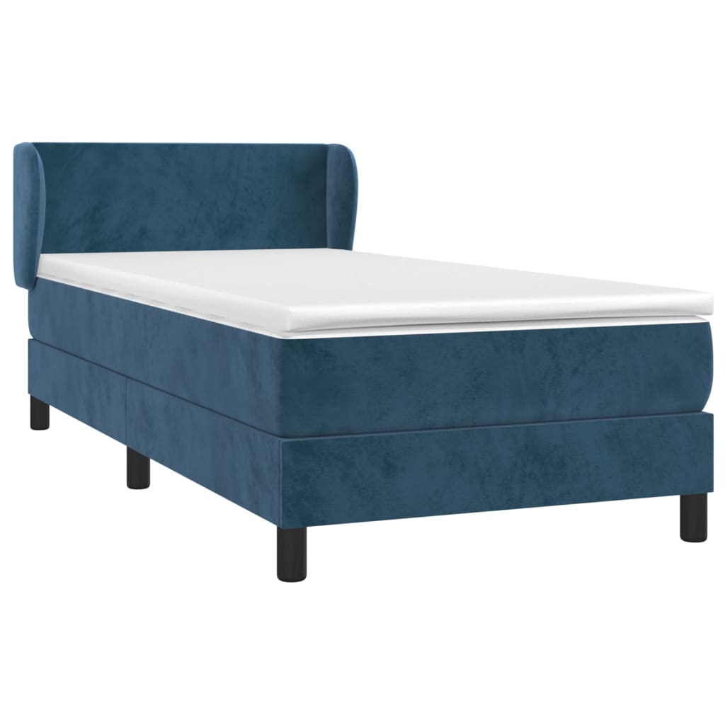 vidaXL Boxspring met matras fluweel donkerblauw 90x200 cm afbeelding
