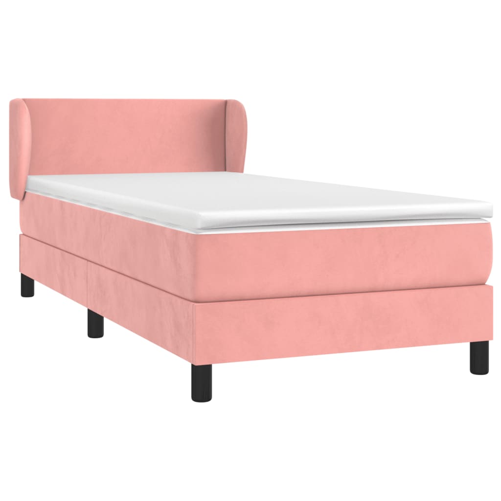 vidaXL Boxspring met matras fluweel roze 90x200 cm afbeelding