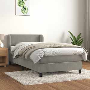 Box spring postelja z vzmetnico svetlo siva 100x200 cm žamet
