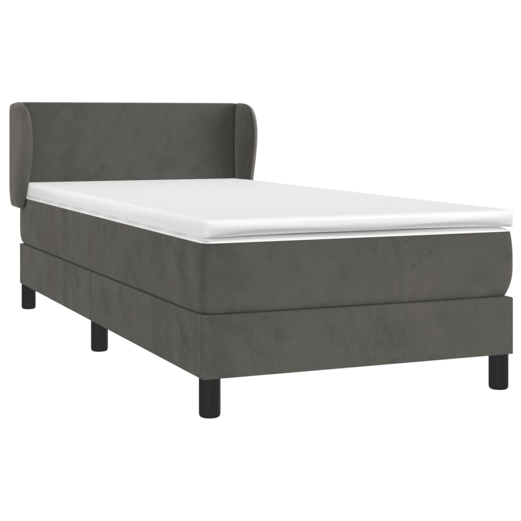 vidaXL Boxspring met matras fluweel donkergrijs 100x200 cm afbeelding