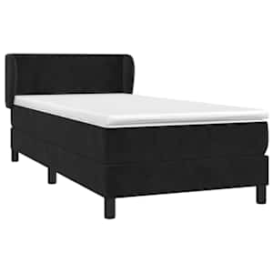 vidaXL Sommier &agrave; lattes de lit avec matelas Noir 100x200 cm Velours