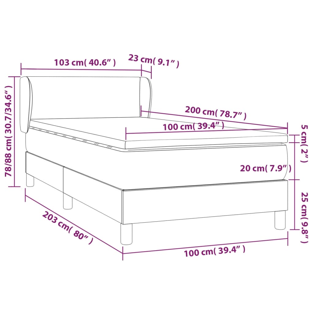 Box spring krevet s madracem tamnozeleni 100x200 cm baršunasti