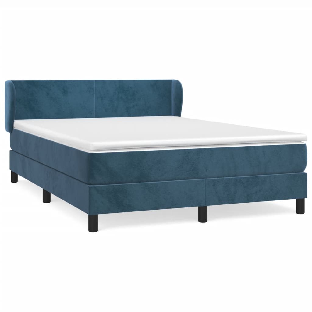 Thumbnail - vidaXL Boxspringbett mit Matratze Dunkelblau 140x190 cm Samt