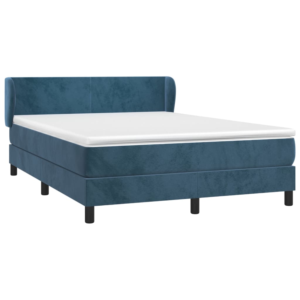 Thumbnail - vidaXL Boxspringbett mit Matratze Dunkelblau 140x190 cm Samt
