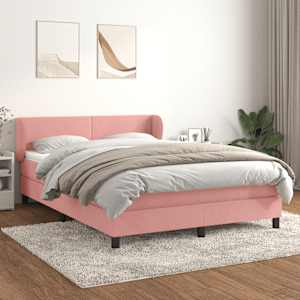 Box spring postel s matrací růžová 140x190 cm samet - obrázek 1