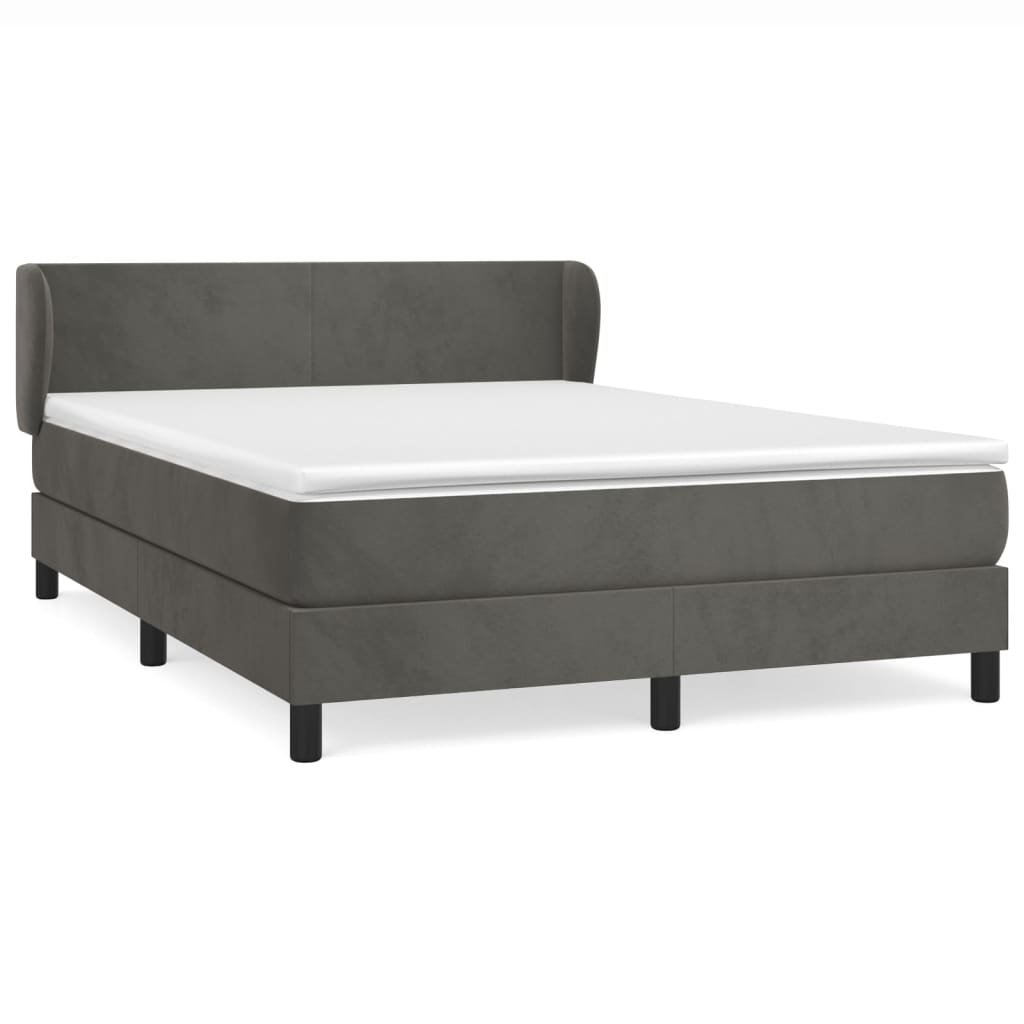 vidaXL Boxspring met matras fluweel donkergrijs 140x200 cm
