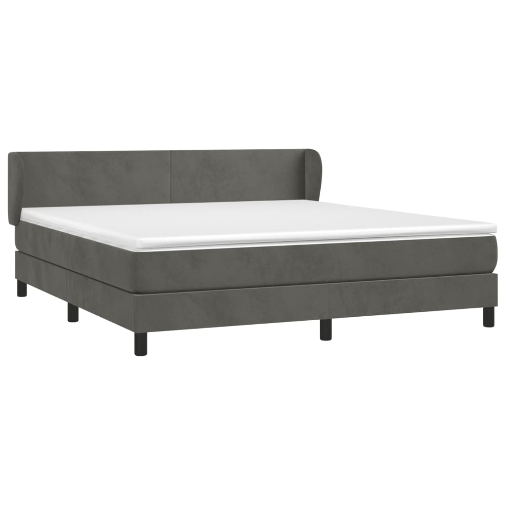 vidaXL Boxspring met matras fluweel donkergrijs 160x200 cm afbeelding