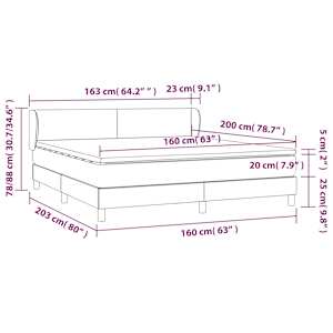 Box spring postel s matrací tmavě šedá 160x200 cm samet - obrázek 7