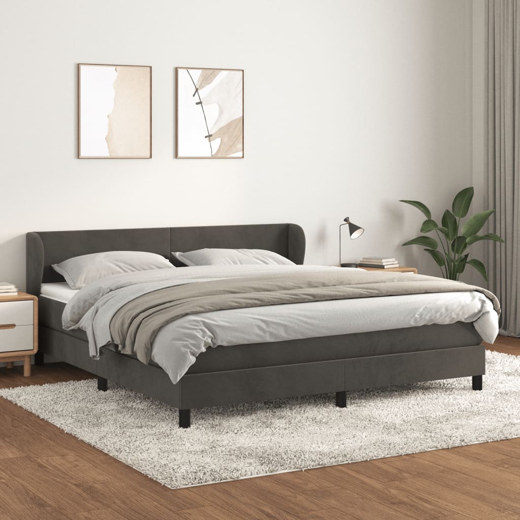 Box spring postel s matrací tmavě šedá 160x200 cm samet