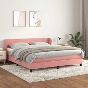 Box spring postel s matrací růžová 160x200 cm samet - obrázek 1