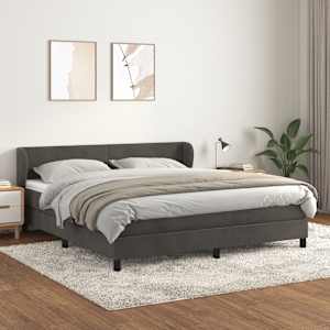 Box spring postel s matrací tmavě šedá 180x200 cm samet - obrázek 1